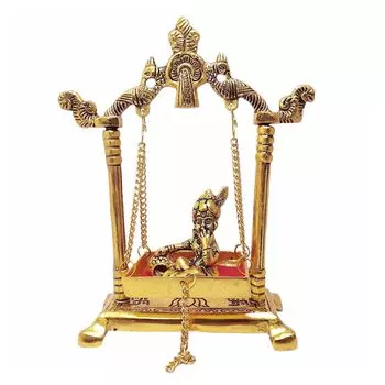 Статуэтка Ладду Гопал, Laddu Gopal on Jhulla Palana Metal Statue, произв. KridayKraft