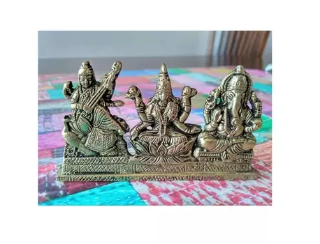 Статуэтка Лакшми, Ганеши и Сарасвати, Laksmi Ganesha Saraswati Idol, произв. Kalyan Puja