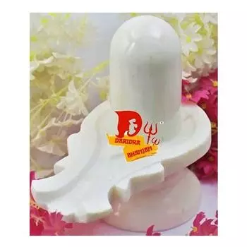 Статуэтка Шива Лингам из Белого мрамора (3 дюйма), White Marble Shiva Lingam, произв. DARIDRA BHANJAN