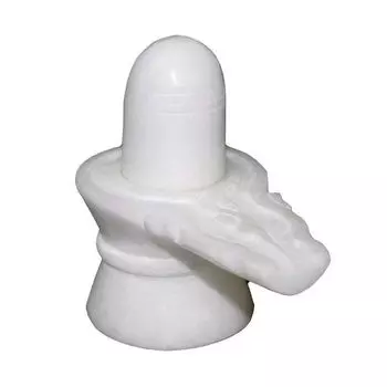 Статуэтка Шива Лингам из чистого Белого мрамора (4 дюйма), Pure White Marble White Shiv ling, произв. Pooja Creation
