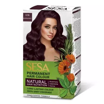 Стойкая краска для волос: цвет Бургунди (50 мл + 50 г + 18 мл), Permanent Hair Color Burgundy, произв. Sesa