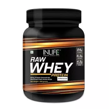 Сырой протеиновый концентрат без вкуса (500 г), Raw Whey Protein, произв. INLIFE