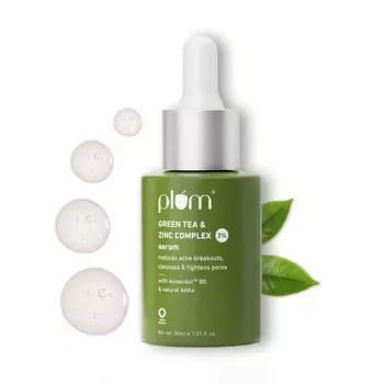 Сыворотка для лица с Зеленым чаем и Цинком (30 мл), Green Tea & Zinc Complex 3% Serum, произв. Plum