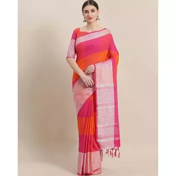 Традиционное сари с контрастной каймой, Traditional Saree with Contrast Border, произв. AJIO