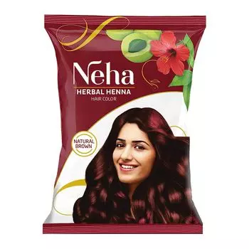 Травяная хна для волос: Натуральный коричневый (15 г), Herbal Henna Hair Color Natural Brown, произв. Neha Herbals