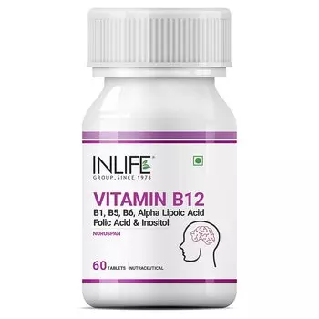 Витамин B12 + АЛК (Омега-3) (60 таб), Vitamin B12 + ALA, произв. INLIFE