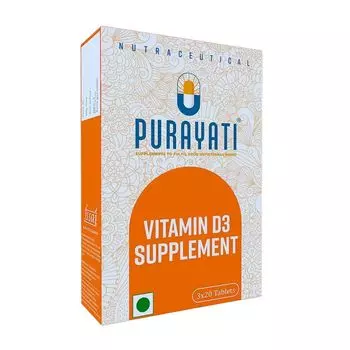 Витамин Д3 (60 таб, 600 IU), Vitamin D3, произв. Purayati