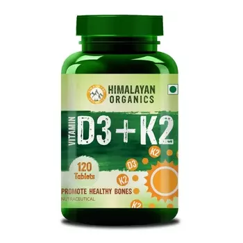 Витамин Д3 + К2 (120 таб, 400 IU), Vitamin D3 with K2, произв. Himalayan Organics