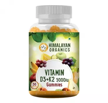 Витамин Д3 + К2 в форме жевательных конфет (30 шт, 5000 IU), Vitamin D3 + K2 Gummies, произв. Himalayan Organics