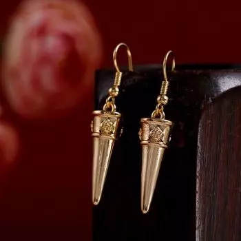Western Statement Style Gold Toned Drop Earrings
