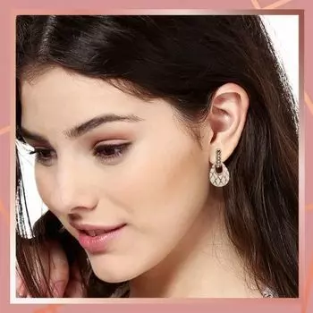 White enamel Drop Earrings