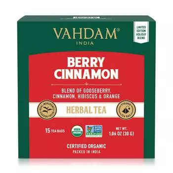 Ягодный чай с Корицей (15 пак, 2 г), Berry Cinnamon Herbal Tea, произв. VAHDAM