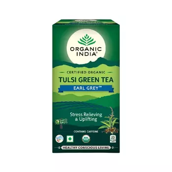 Зеленый чай c Тулси и Бергамотом (25 пак, 1,8 г), Tulsi Green Tea Earl Grey, произв. Organic India