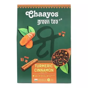 Зеленый чай с Куркумой и Корицей (100 г), Turmeric Cinnamon Green Tea, произв. Chaayos