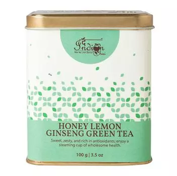 Зеленый чай с Медом, Лимоном и Женьшенем (100 г), Honey Lemon Ginseng Green Tea, произв. Indian Chai