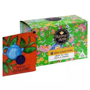 Зеленый чай с Персиком и Жасмином (20 пак, 2 г), Green Tea with Peach & Jasmine, произв. Karma Kettl