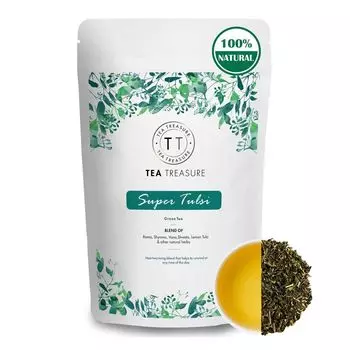 Зеленый чай с Тулси (100 г), Super Tulsi Green Tea, произв. Tea Treasure