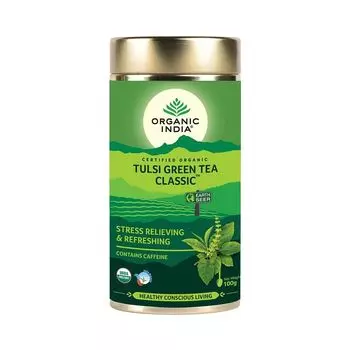 Зеленый чай с Тулси (100 г), Tulsi Green Tea Classic, произв. Organic India