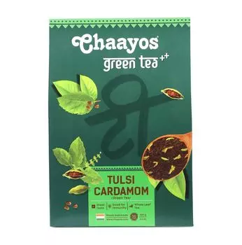 Зеленый чай с Тулси и Кардамоном (100 г), Tulsi Cardamom Green Tea, произв. Chaayos