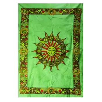 Зеленый гобелен настенный из хлопка Инти (74 см x 115 см), Wall Hanging Cotton Inti, произв. MYINDIA