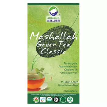 Зелёный чай Машалла (25 пак, 1.55 г), Mashallah Green Tea Classic, произв. Organic Wellness