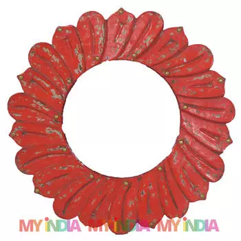 Зеркало в деревянной раме, Round Frame Mirror, Handmade, произв. MYINDIA