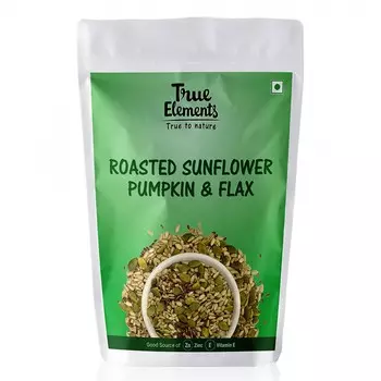 Жареные семена Подсолнечника, Тыквы и Льна (125 г), Roasted Sunflower Pumpkin And Flax Seeds, произв. True Elements