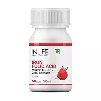 Железо + фолиевая кислота: источник витаминов и минералов (60 таб), Iron Folic Acid, произв. INLIFE