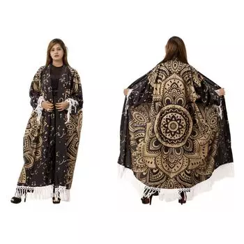 Женское кимоно ручной работы, Kimono Shibori Beige, Handmade, произв. MYINDIA