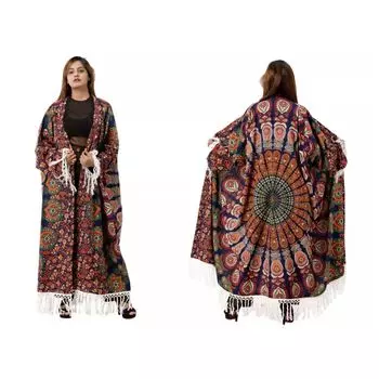 Женское кимоно ручной работы, Kimono Shibori Brown, Handmade, произв. MYINDIA