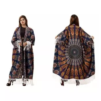 Женское кимоно ручной работы, Kimono Shibori Dark, Handmade, произв. MYINDIA