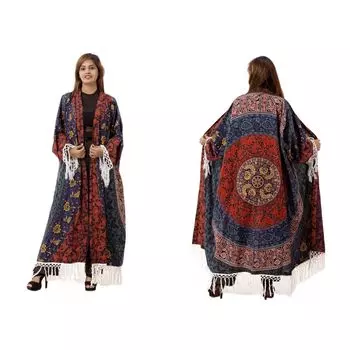 Женское кимоно ручной работы, Kimono Shibori Red, Handmade, произв. MYINDIA