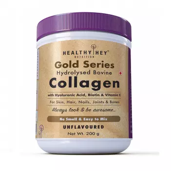 Золотая серия: коллаген с гиалуроновой кислотой, биотином и витамином С без вкуса (200 г), Gold Series Collagen with Hyaluronic Acid, Biotin & Vitamin C Unflavoured, произв. HealthyHey