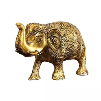 Золотистая фигурка слона, Metal Elephant Small Size Gold Polish, произв. Kridaykraft