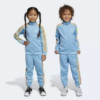 Детский спортивный костюм adidas Monogram Print Track Suit (Голубой)