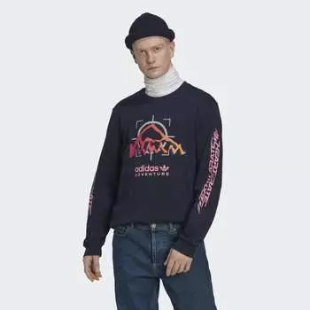 Мужская футболка adidas Adventure Ride Long Sleeve Tee (Синяя)