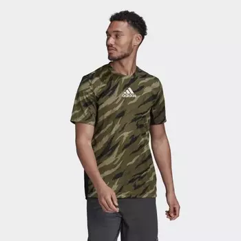 Мужская футболка adidas AEROREADY Feelstrong Camo Sport Tee (Зеленая)