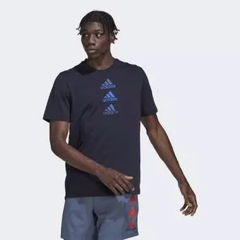 Мужская футболка adidas Designed to Move Logo Tee (Синяя)