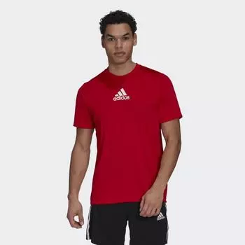Мужская футболка adidas Designed to Move Sport 3-Stripes Tee (Красная)