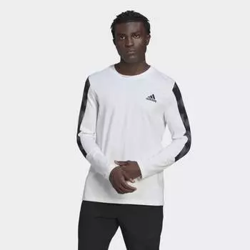 Мужская футболка adidas Essentials Camo Print Long Sleeve Tee (Белая)