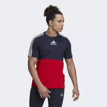Мужская футболка adidas Essentials Colorblock Tee (Синяя)