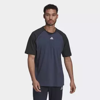 Мужская футболка adidas Essentials MГ©lange Raglan Tee (Синяя)