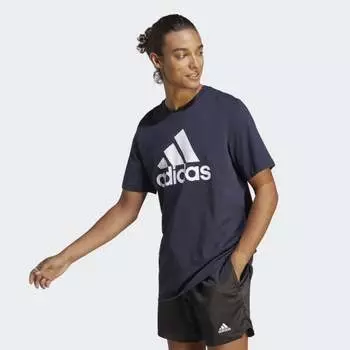 Мужская футболка adidas Essentials Single Jersey Big Logo Tee (Синяя)