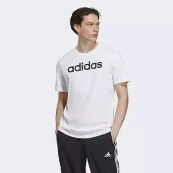 Мужская футболка adidas Essentials Single Jersey Linear Embroidered Logo Tee (Белая)