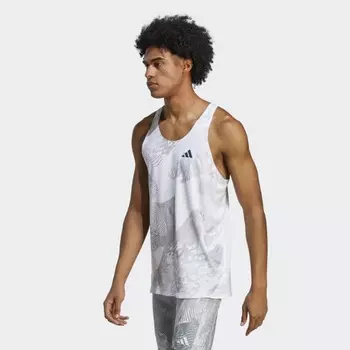 Мужская одежда для бега adidas Adizero Singlet (Белая)