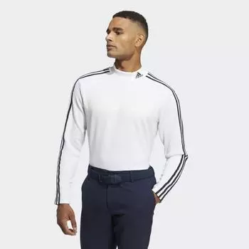 Мужская рубашка adidas AEROREADY 3-Stripes Mock Neck Long Sleeve Shirt (Белая)