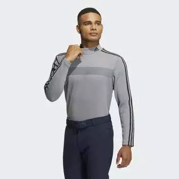 Мужская рубашка adidas AEROREADY 3-Stripes Mock Neck Long Sleeve Shirt (Серая)