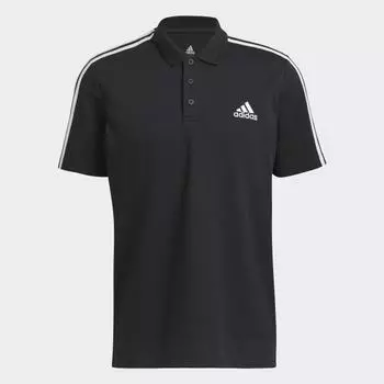 Мужская рубашка adidas AEROREADY Essentials PiquГ© Embroidered Small Logo 3-Stripes Polo Shirt (Черная)