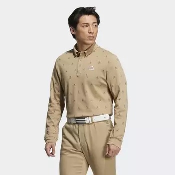 Мужская рубашка adidas AEROREADY Play Green Monogram Long Sleeve Polo Shirt (Бежевая)