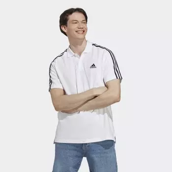 Мужская рубашка adidas Essentials PiquГ© Embroidered Small Logo 3-Stripes Polo Shirt (Белая)